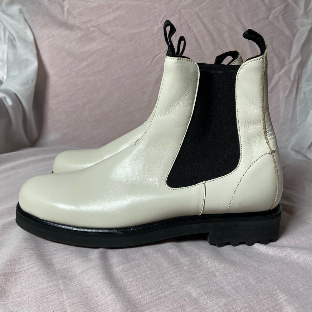 Emme Parsons White Leather Zion Chelsea Boots Size 10